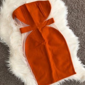 Orange Strapless Mini Dress